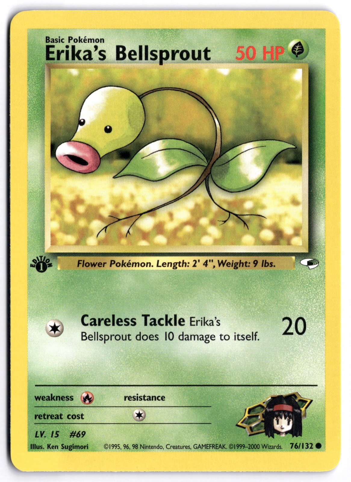 Pokémon 1st Edition Erika's Bellsprout (76) Common Gym Heroes 076/132 NM