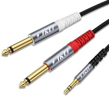 1/8 to 1/4 Stereo Cable, 3.5mm TRS to Dual 6.35mm TS Mono Y-Splitter Adapter ...