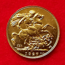 Dated 1927 21ct Gold Full Sovereign J21 "RESTRIKE" scrap or collect