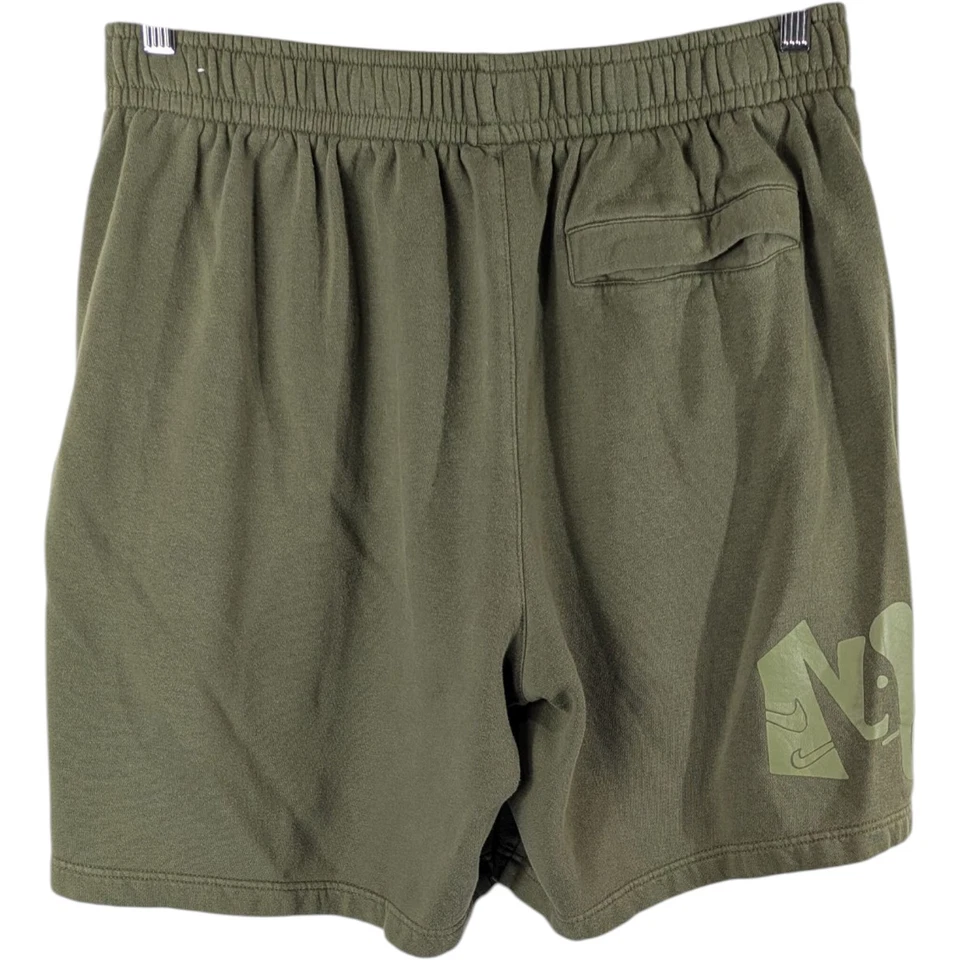 Nike Olive Green Fleece Tech Shorts Mens Size XL Drawstring Sweat Graffiti - Image 2 of 4