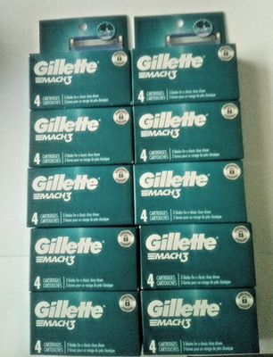LOT OF 10 Gillette Mach3 Refill Cartridge Razor Blades 4Count