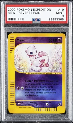 2002 POKEMON EXPEDITION #19 MEW-REVERSE FOIL PSA 9
