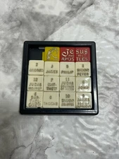 Vintage Pocket Tiles Slide Sliding Puzzle Jesus and the Apostles Religious