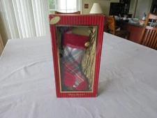 Waterford Holiday Heirloom White Stewart Plaid Mini Stocking, Item 153781, New
