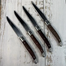 Vintage Barenthal Steak Knifes Dark Wood Handles Made In France 9” Set of 4