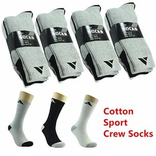  New Adi 12 Pairs  Mens Comfort Cotton Sport Athletic CREW Socks Size 9-11 10-13