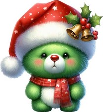 Grün Weihnachten Teddybär Wandbild Schlafzimmer Fenster Vinyl Aufkleber Abziehbild 6 Größen