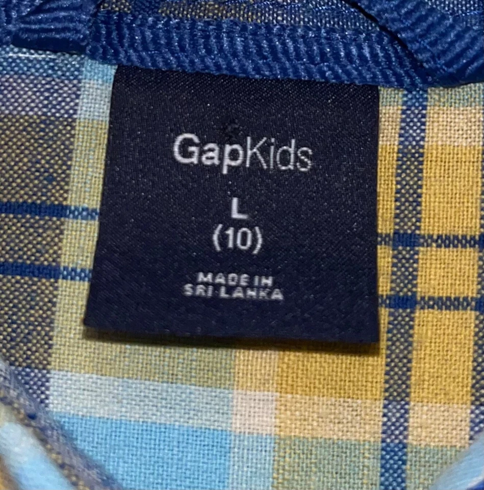 GAP KIDS МАЛЬЧИКОВ СИНИЙ И ЖЕЛТЫЙ КЛЕТКУ РУБАШКА НА ПУГОВИЦАХ РАЗМЕР 10 ОТЛИЧНОМ СОСТОЯНИИ LD2 - Изображение 2 из 4