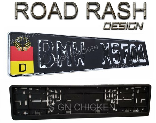 GERMAN BLACK, ROAD RASH, EURO STYLE TAG, European LICENSE plate, ANY ...