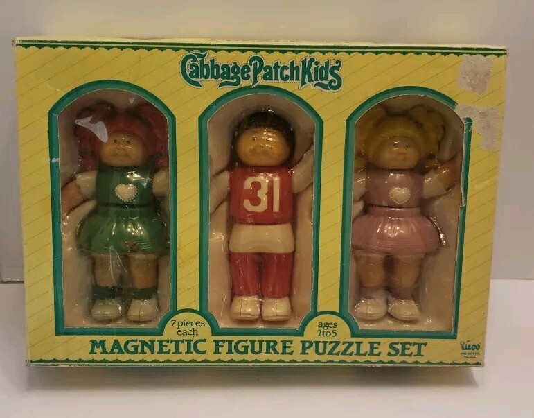 Vintage Cabbage Patch Kids Magnetic Figure Puzzle Set Of 3 Complete 1983 New