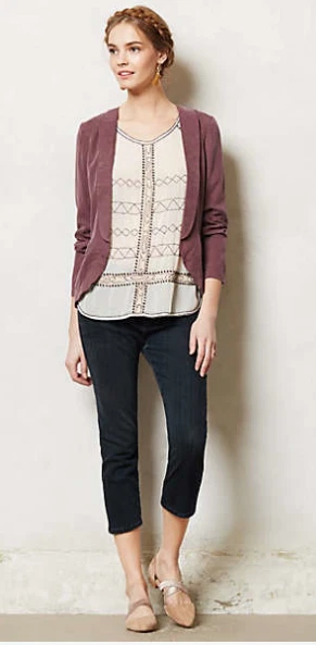 CHAQUETA BLAZER NUEVA ANTHROPOLOGIE $138 ELEVENSES PÚRPURA WHITBY TALLA 4 Foto 2 de 2