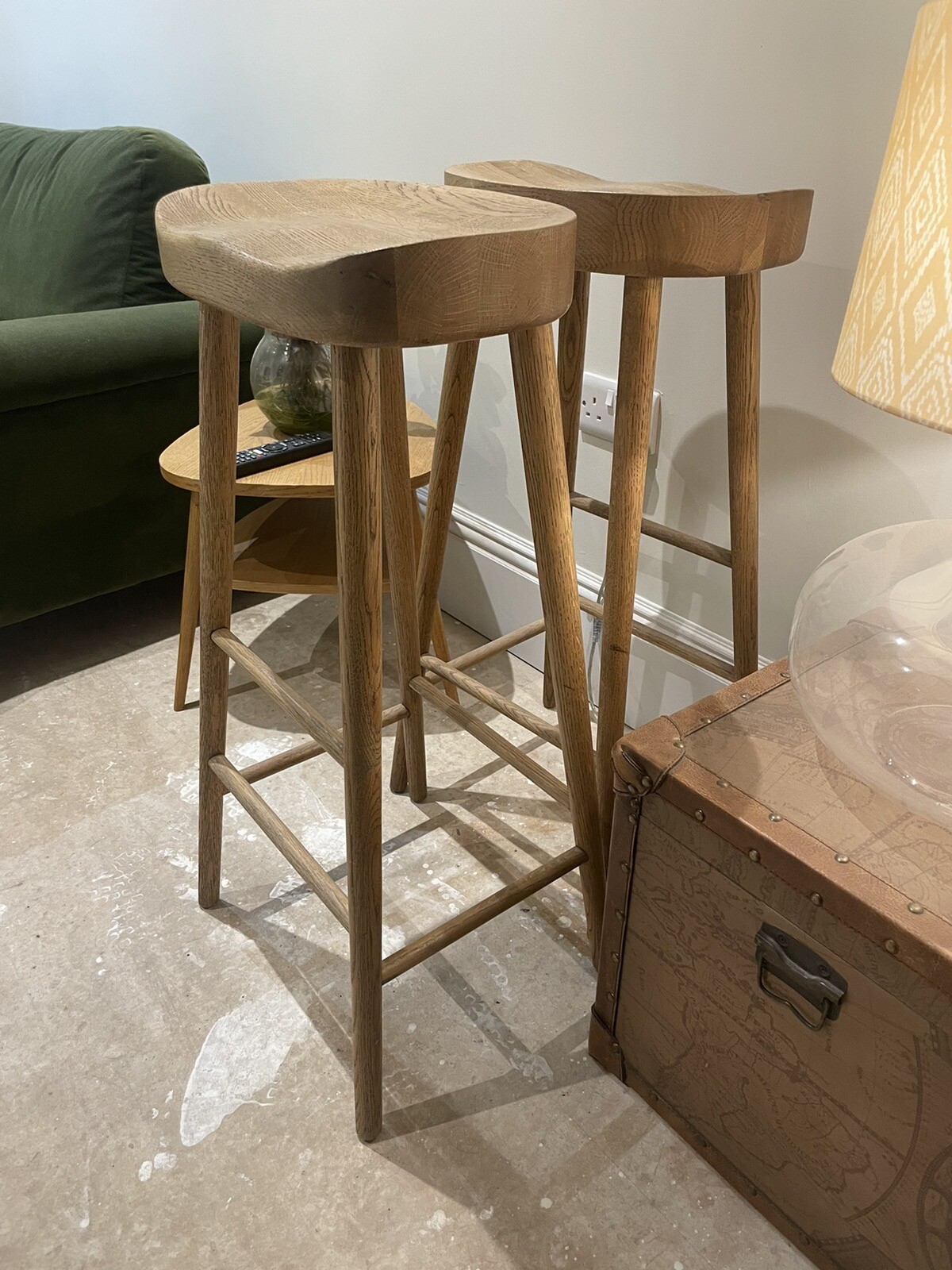 Pair Of Weathered Oak Counter Stools Cox And Cox Kitchen Or bar eBay