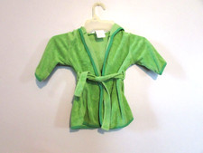 Baby Boys Green Frog Terry Cloth Hooded Bathrobe Size 0-9 Months EUC