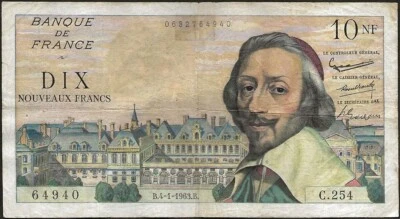 France - billet de 10 NF francs Richelieu 04-01-1963 ! F.57.22 dernière date ! - Photo 1/2