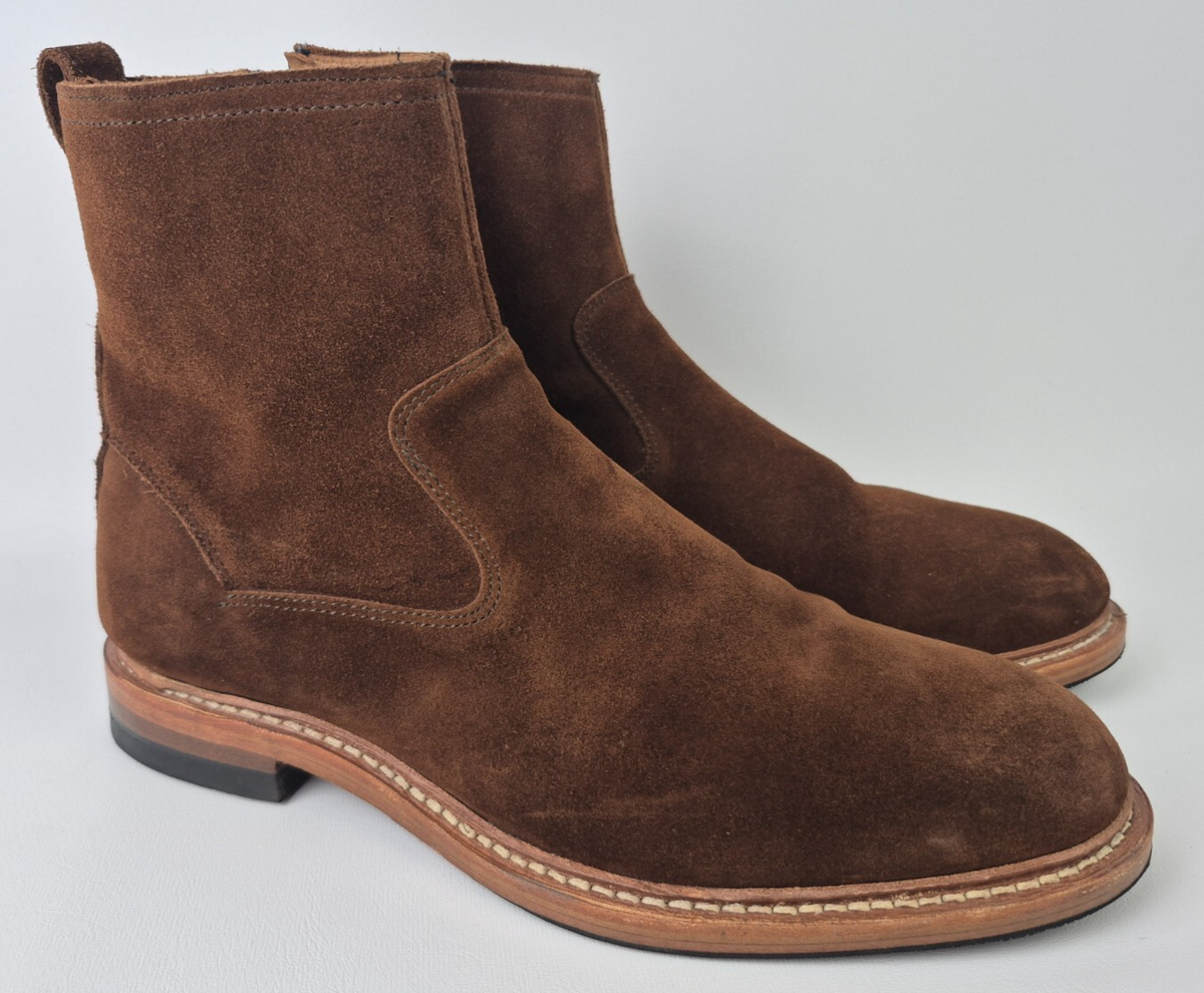 Allen Edmonds Men's Brown Tompkins Suede Zip-up Boots Snuff 7408 Size D