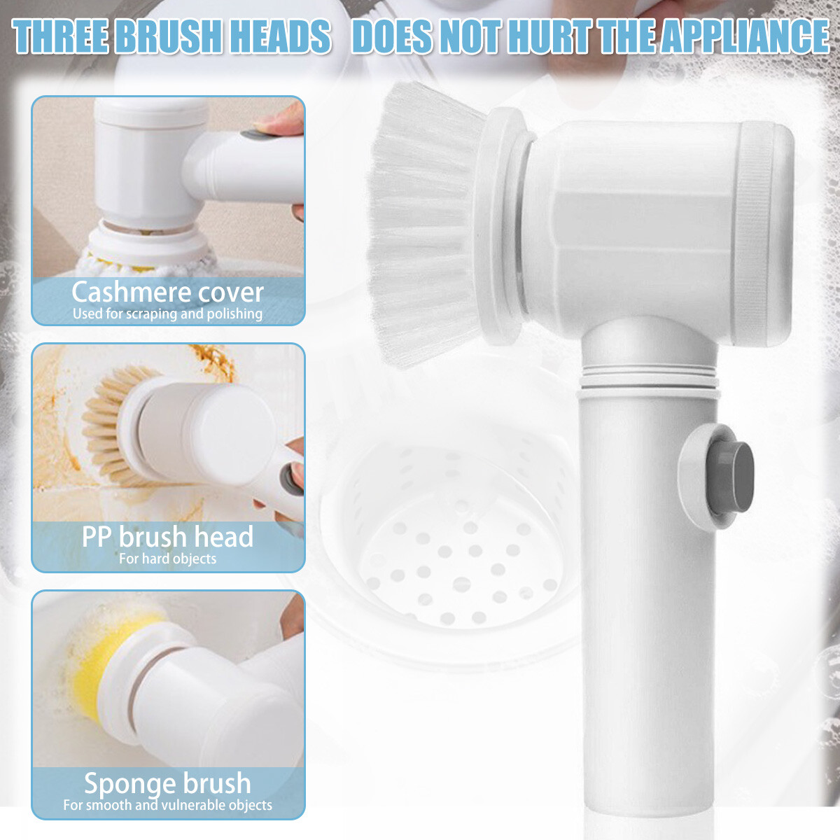 Electric Cleaning Brush Handheld Bathtub Brush USB Charging