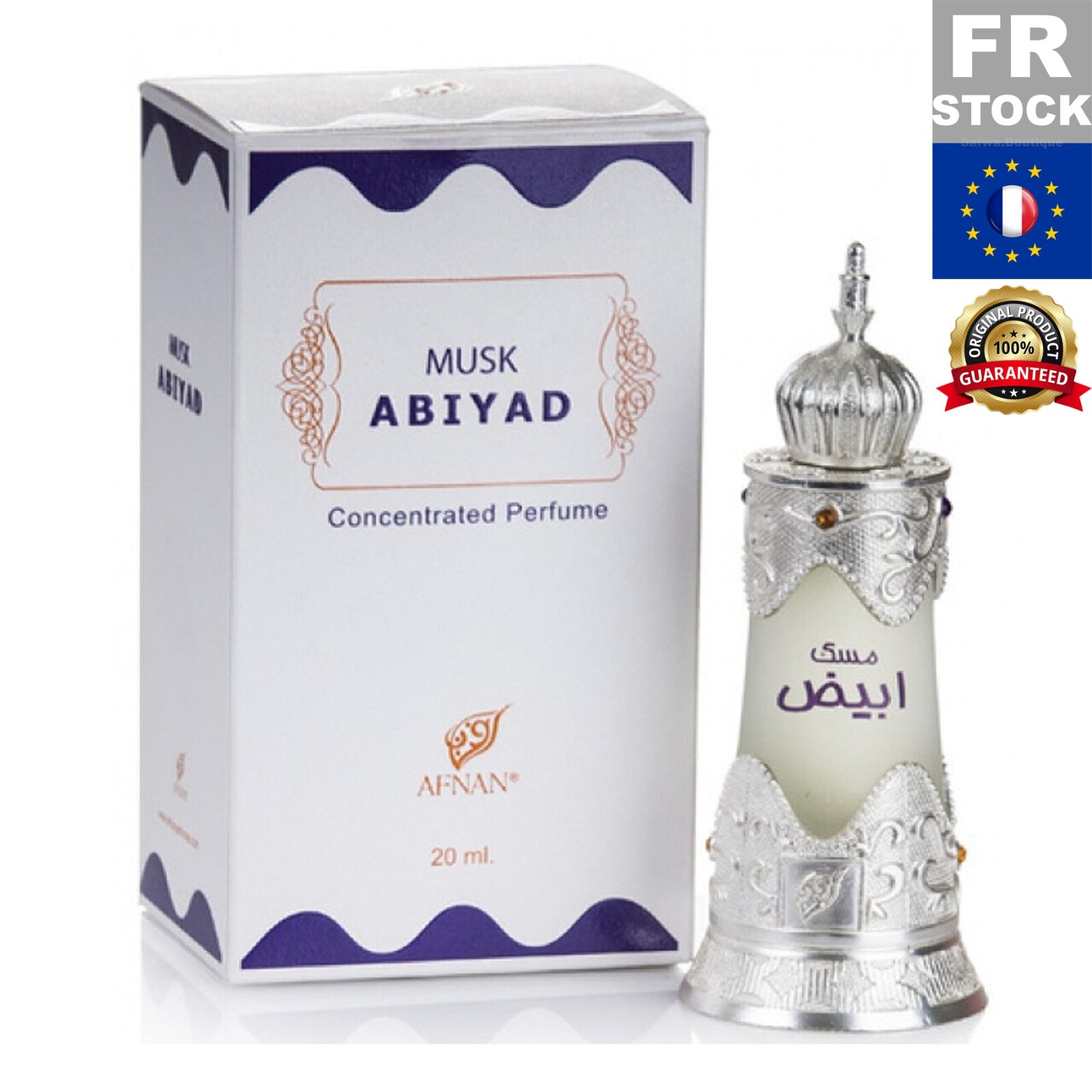 Huile de parfum Musk Abiyad Bait Al Bakhoor par Afnan, flacon de 20ml