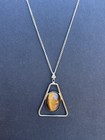 Silver Necklace Tigers Eye Stone Pendant 