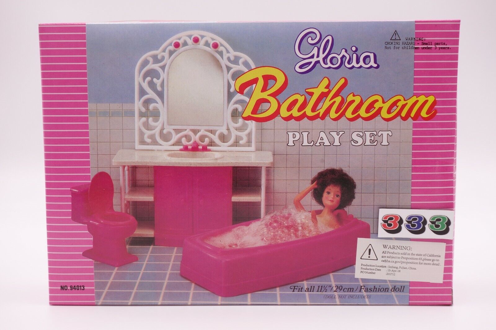 Gloria,Barbie Size Doll Furniture/(94013) Bathroom Play Set 