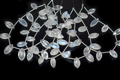 Natural Flashy Moonstone Marquise Faceted Gemstone Beads 7