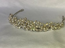 Pearl,Sparkling Faux Diamonds Tiara Crown Headband