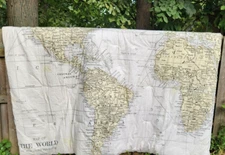 Map of The World Comforter Bedspread Mercator Projection Double Full 100% Cotton
