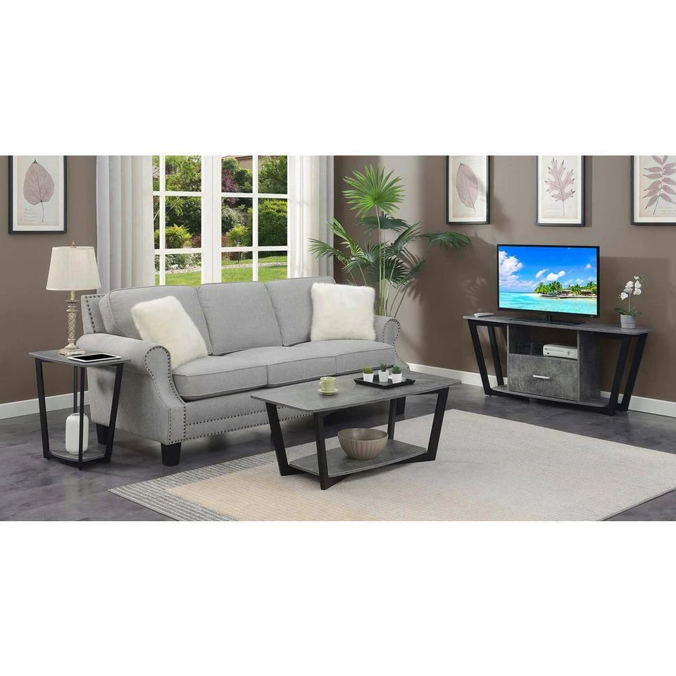 Convenience Concepts End Table Cement/Black 23.75" Rectangle Shelf Modern Design - Image 4 of 4