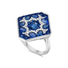 5.75 TCW Lab-Created Bright Blue White Sapphire Attractive Unique Cluster Ring