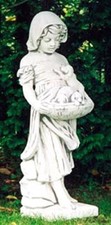  Gretel mit Hundewelpen (S313) Putten Mädchen Gartenfiguren Statuen Steinguss