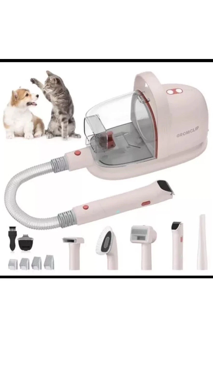 GROMCLIP Dog Grooming Kit, 1.8L Pet Grooming Vacuum for Dog Hair Remover with…