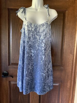 SOCIALITE Spaghetti Strap Tie Small Blue Crushed Velvet Size Small Short Sheath