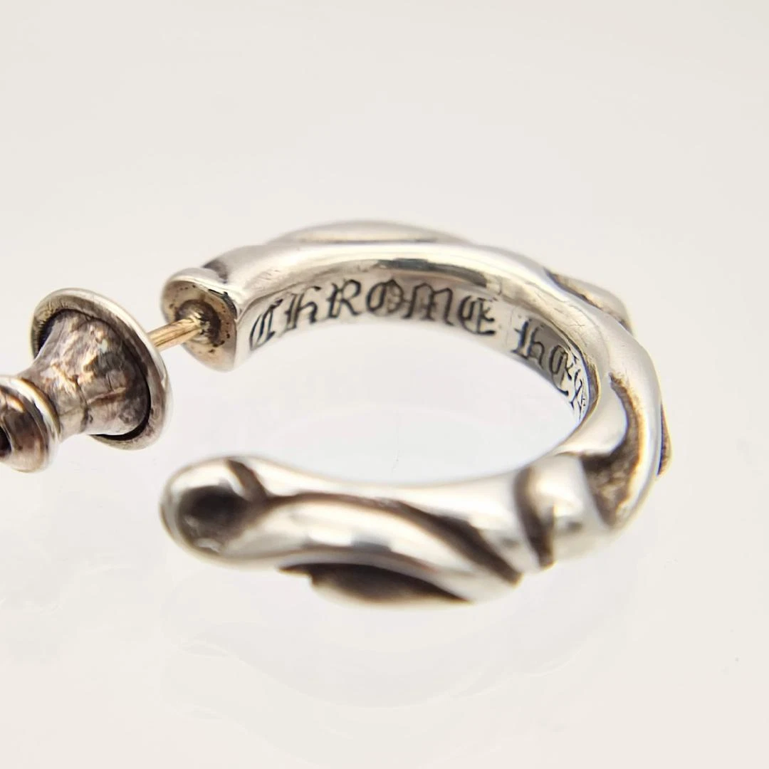 Chrome Hearts Scroll Hoop Pierce Earring Single Silver w/Pouch | eBay