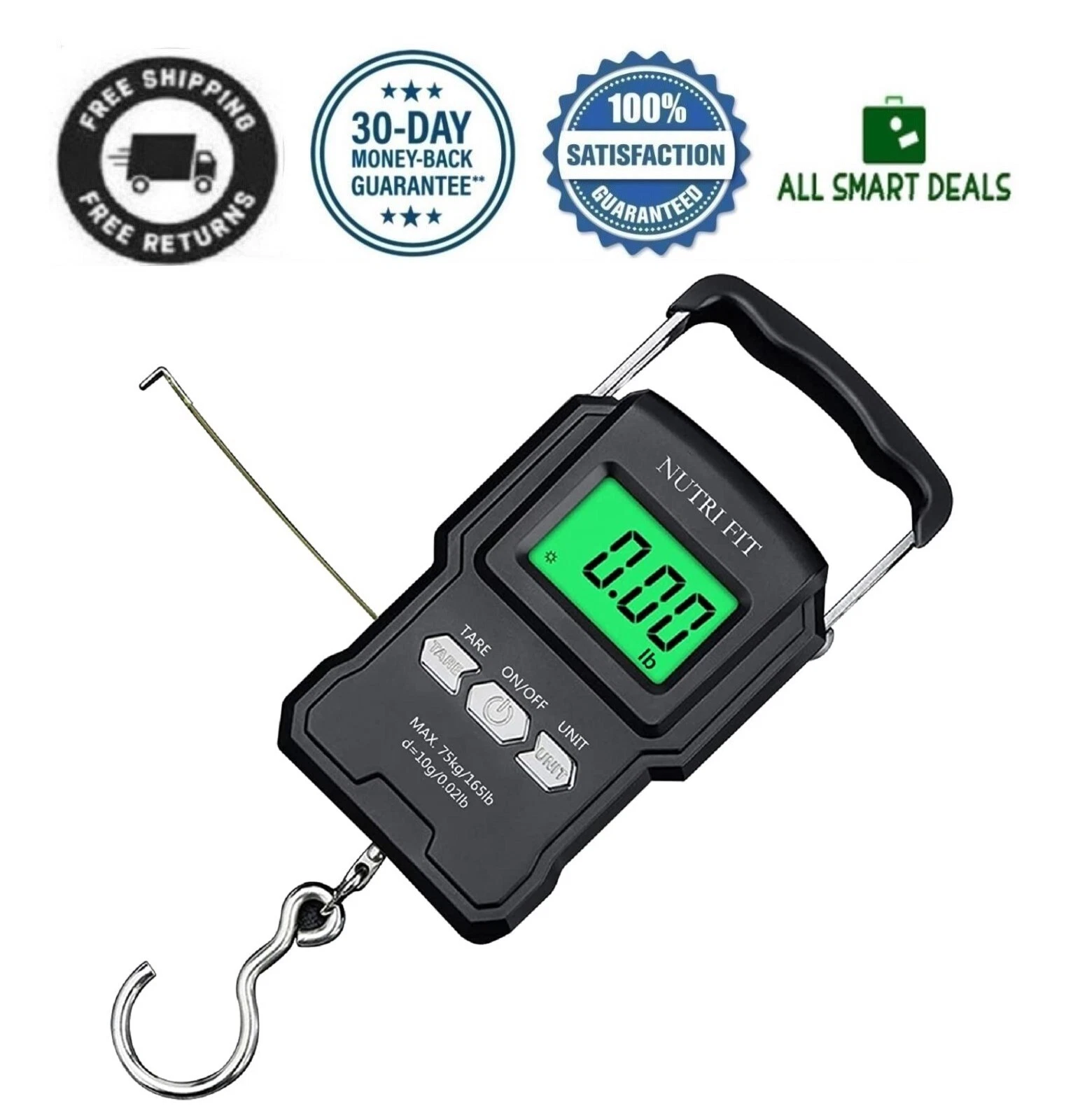 Pesador De Maletas Digital Bascula De Pescado Multiusos Con Gancho Precisa TOP