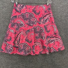 Lauren Ralph Skirt 4 Pink Paisley Mid Rise Fit Flare Flowy Vintage 90s Y2K Fairy
