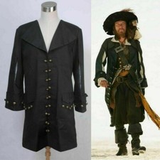 Pirates of the Caribbean Captain Hector Barbossa Coat Jacket Halloween Costum &