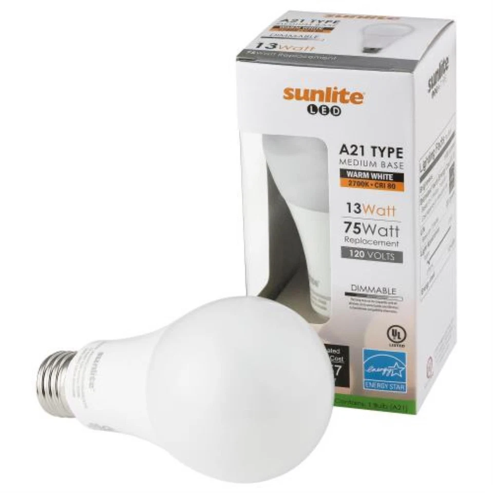 Sunlite LED A Type Household 13W (75W Equivalent) Medium (E26) Base, Warm White - Image 2 of 2