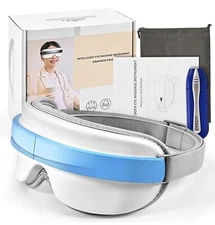 Warm Eye Massager w Heat Cordless Rechargeable Bluetooth Relaxing Spa Head
