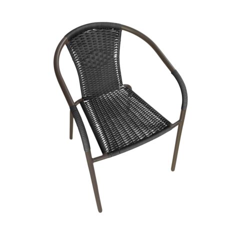 Silla apilable Ibiza silla de jardín silla de bistró sillón con reposabrazos marrón/negro - Imagen 1 de 2