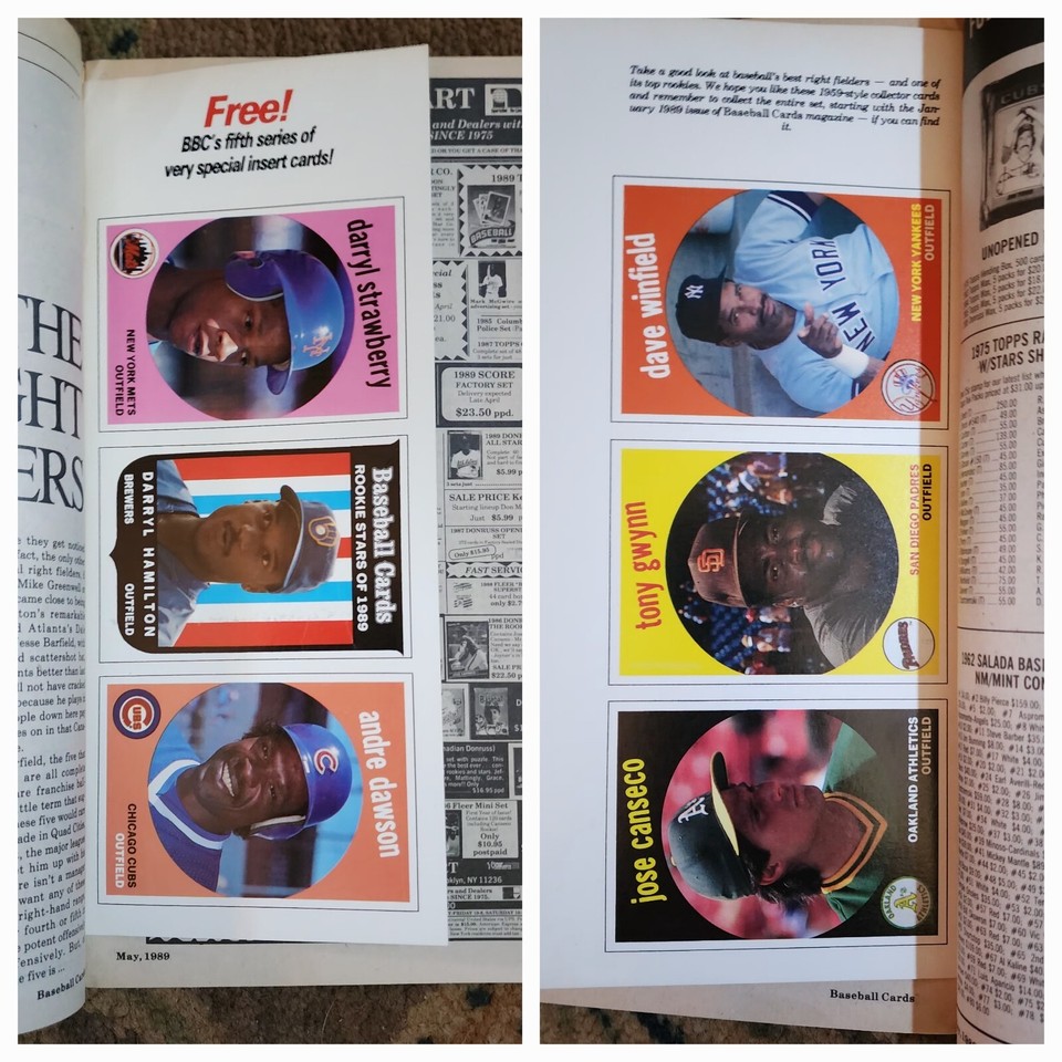 BASEBALL CARDS MAGAZINE MAY 1989 DARRYL STRAWBERRY W/ UNCUT CARDS NY
