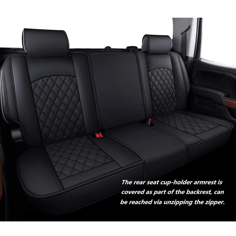 For 2007-2021 Chevy Silverado GMC Sierra 1500 Car Front Rear Seat Cover Full Set - Image 3 of 4