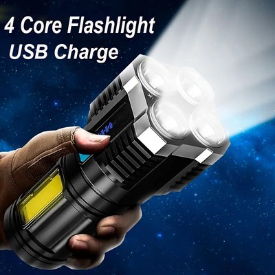 Multi-function LED Display Flashlight 4-Mode Super Bright Brightness Outdoor