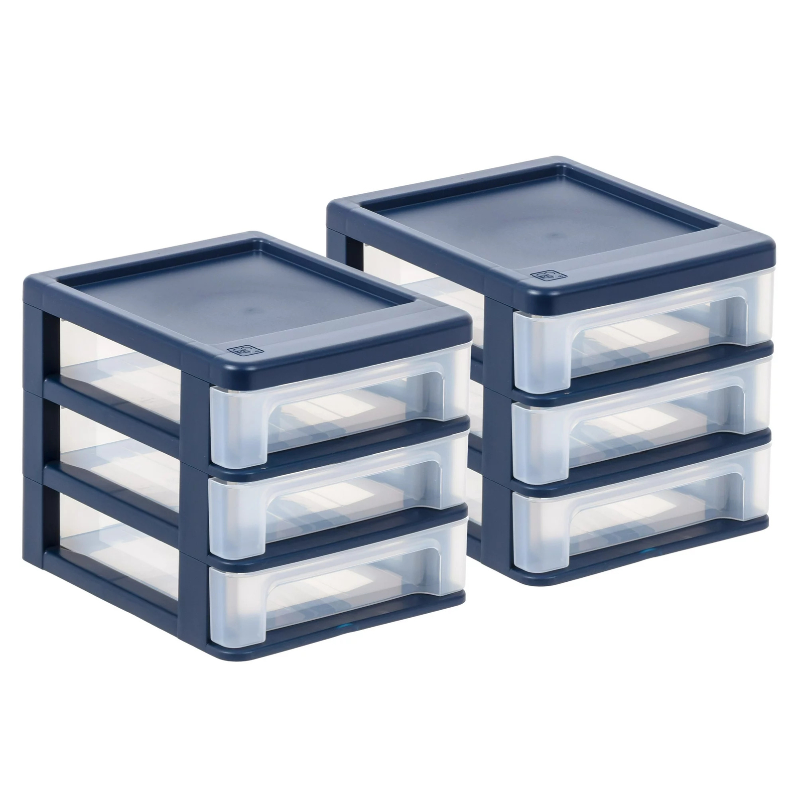 Small 3 Drawer Countertop Organizer, 2 Pack - Navy Blue