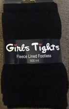 Gina Girls Black Fleece Lined Footless To Pair Tights Size 4 To 6