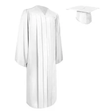 Endea Graduation Matte White Gown & Cap for High School & College Unisex