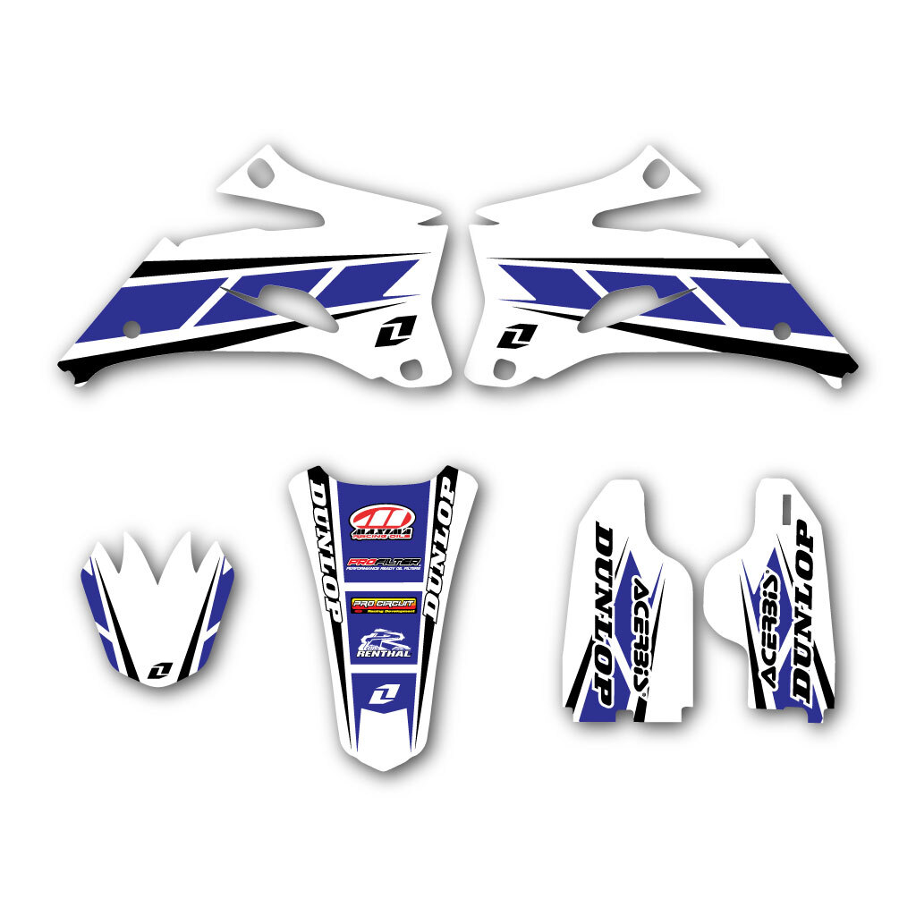 YAMAHA TEAM GRAPHICS KIT Blue White YZ250F YZ450F Gloss Lamination