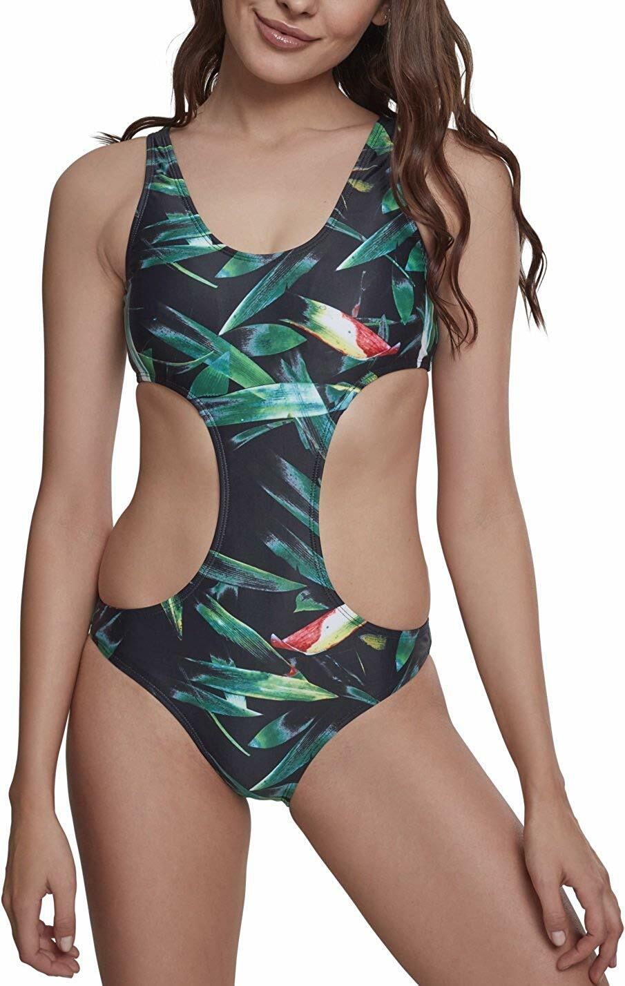 Bikini Urban Classics Donna Nero - Monokini Tankini Stile Ibiza, Scollo A V