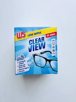W5 Glasses lens wipes Clear effect Individually wrapped Streak & Smear free 54 wipe