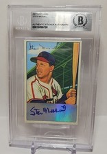 1952 Bowman - Stan Musial #196 Reprint W/BGS Authenticated Sticker Auto