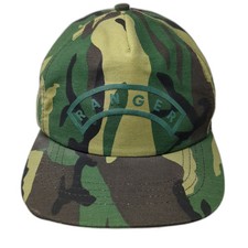 Trucker Green Camo Ranger Hat OS Snapback Made in USA Woodland Military Vintage