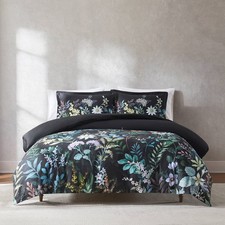 Lush D cor Full/Queen Fantasy Floral Cotton Duvet Cover Black